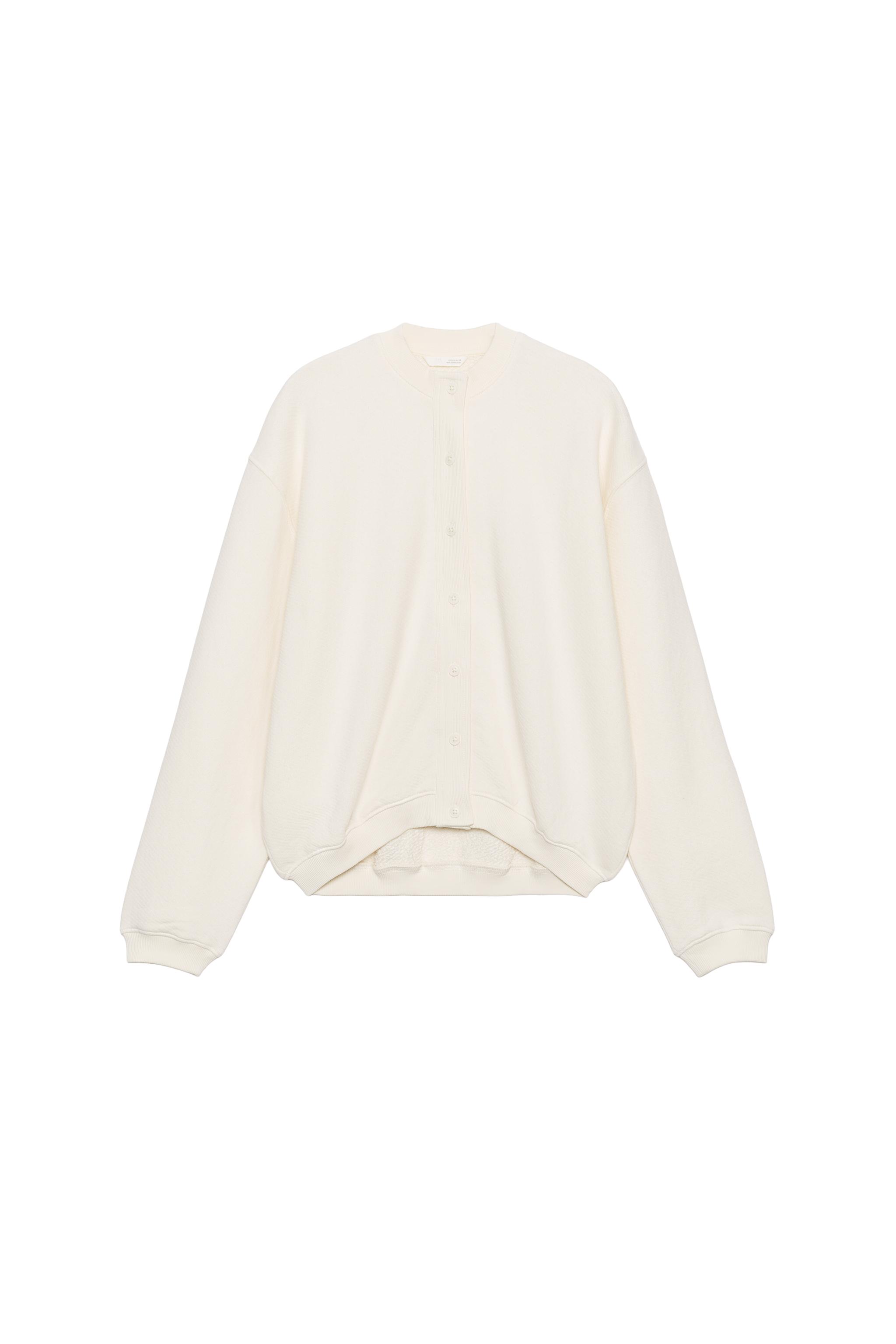 COTTON BUTTON-UP SWEATSHIRT